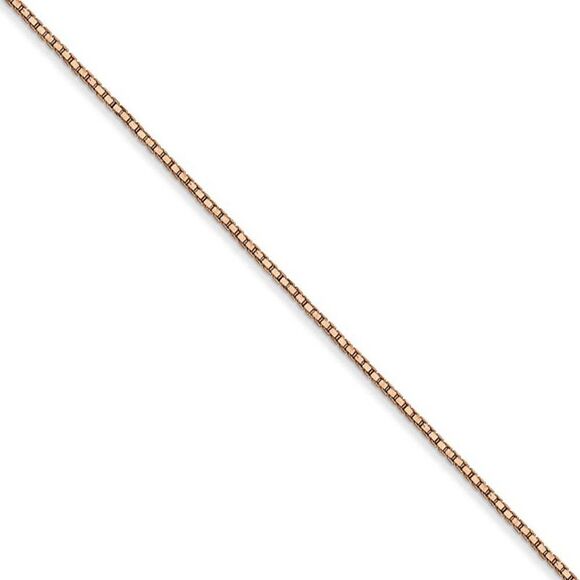 0.9mm, 14k Rose Gold, Box Chain Necklace, 18 Inch - Picture 1 of 8